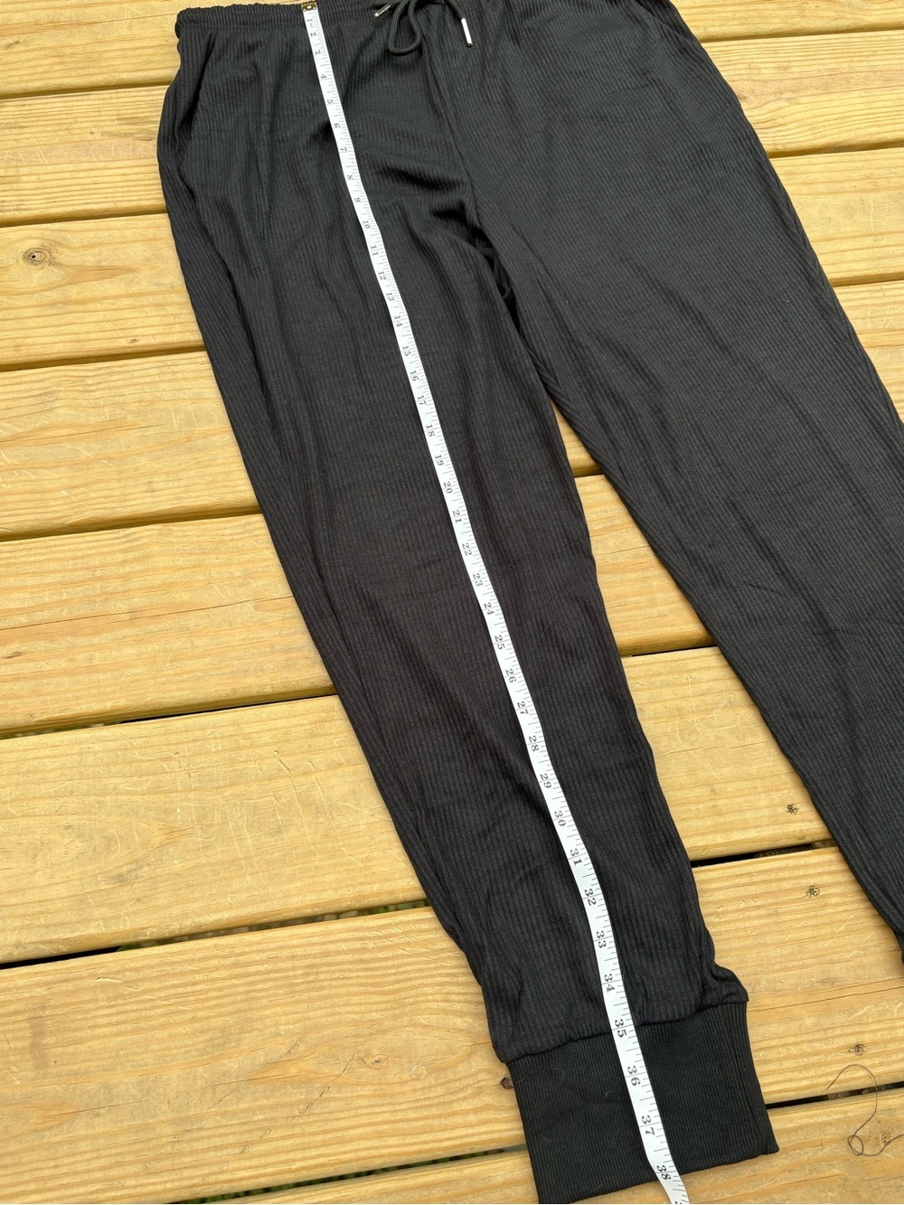 Women’s L Black Ribbed 2-Piece Jogger Set Half-Zip Pullover NWT - Picture 7 of 7